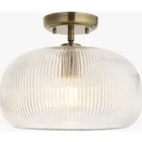 Anita Flush Ceiling Light - Antique Brass, Clear Ribbed Glass by Perch & Parrow, alternate view
