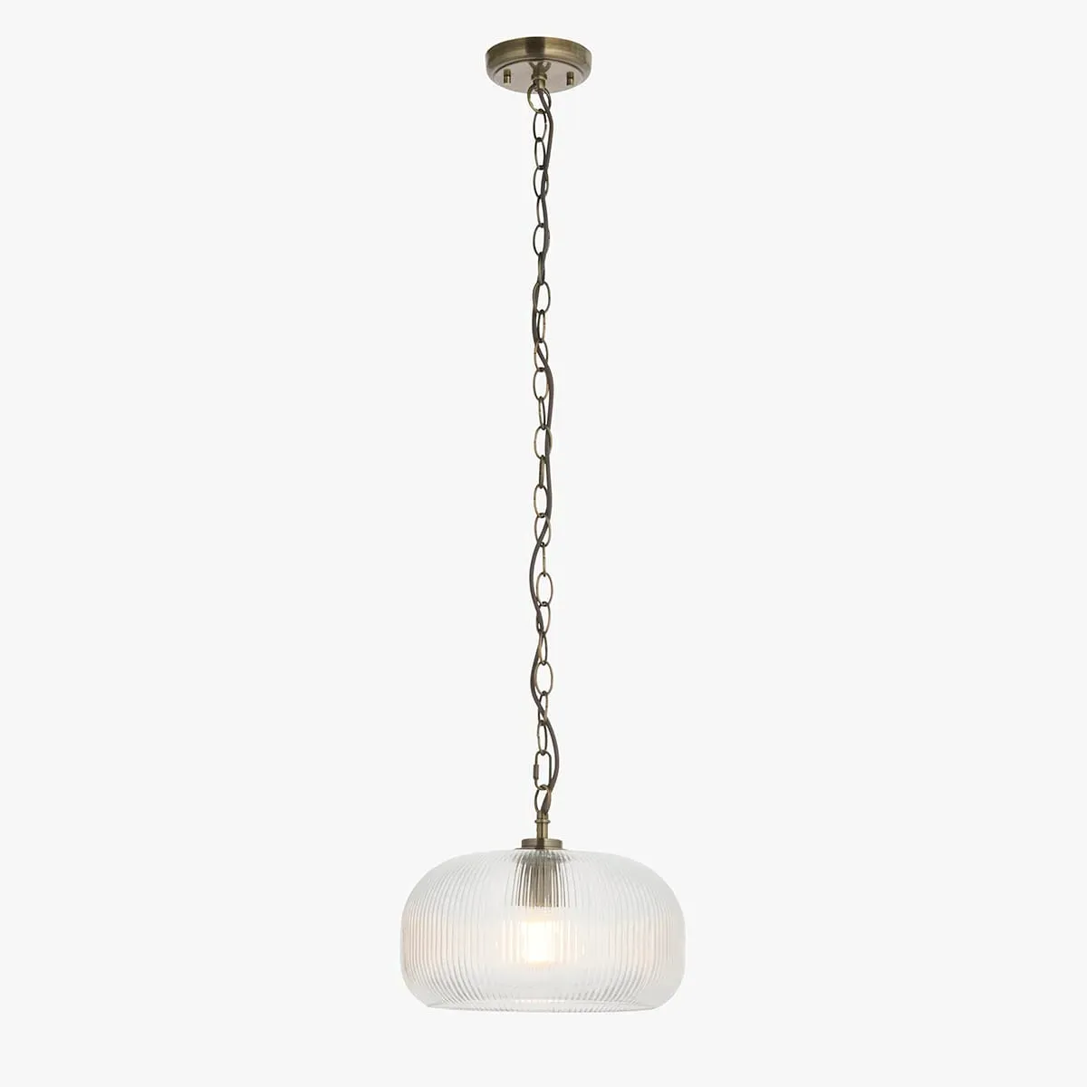 Anita Pendant Light - Antique Brass, Clear Ribbed Glass by Perch & Parrow