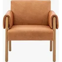 Armchair with Wooden Legs - Brown, Leather alternate view