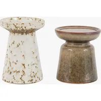 Aster Ceramic Glazed Candle Holders Set of 2 - White, Grey by Perch & Parrow, image 2