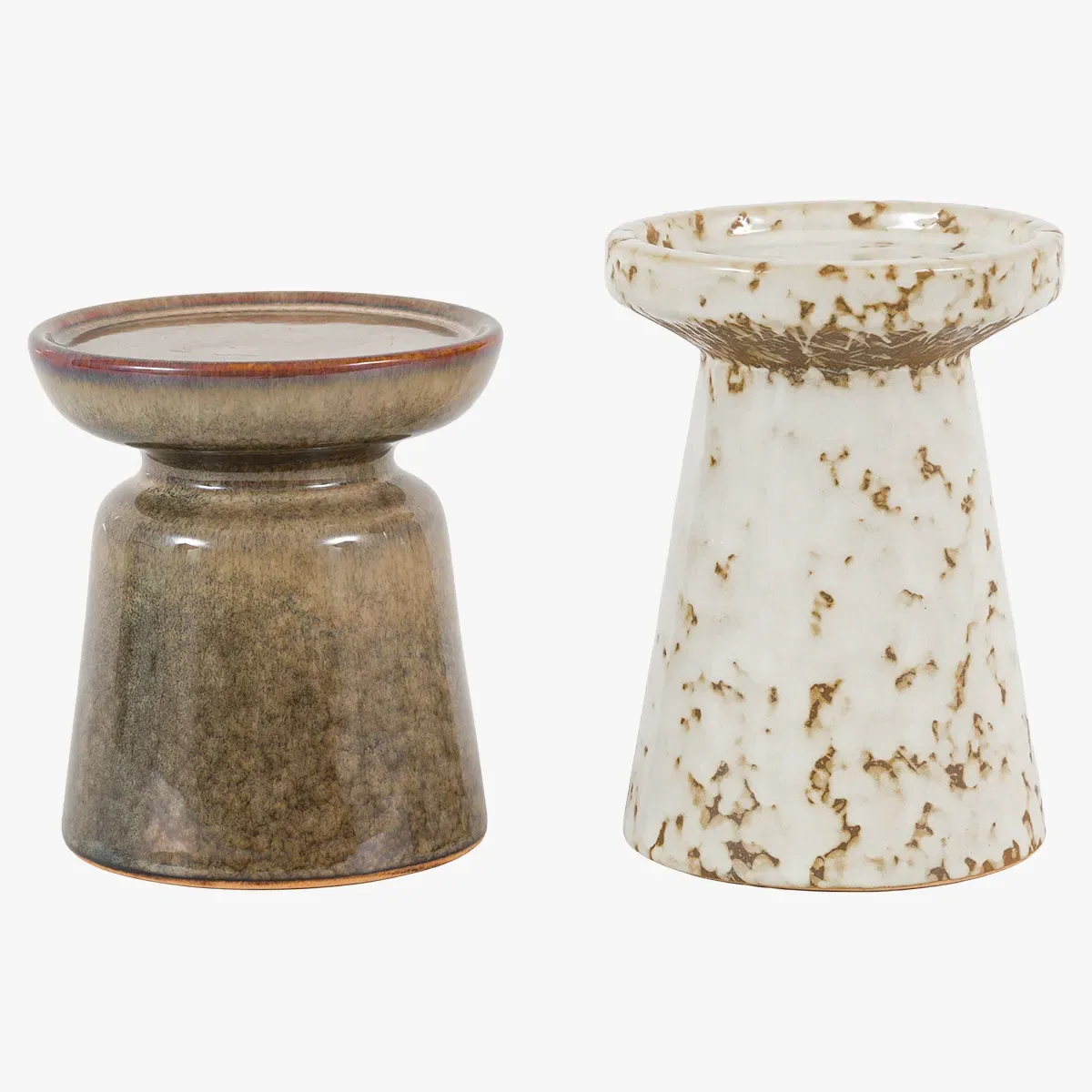Aster Ceramic Glazed Candle Holders Set of 2 - White, Grey by Perch & Parrow