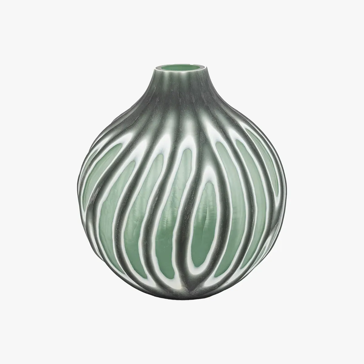Aurelia Swirl Small Hand Carved Glass Vase - Sage product