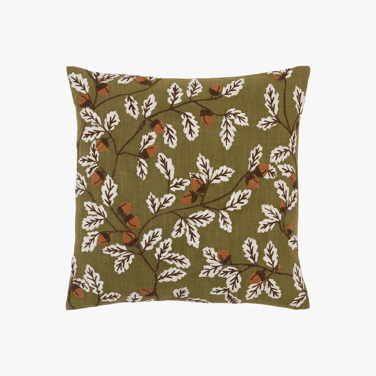 Autumnal Embroidered Acorn Cushion by Perch & Parrow