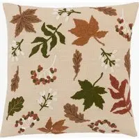 Autumnal Embroidered Leaves Cushion by Perch & Parrow, alternate view
