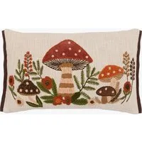 Autumnal Embroidered Mushroom Cushion by Perch & Parrow, alternate view