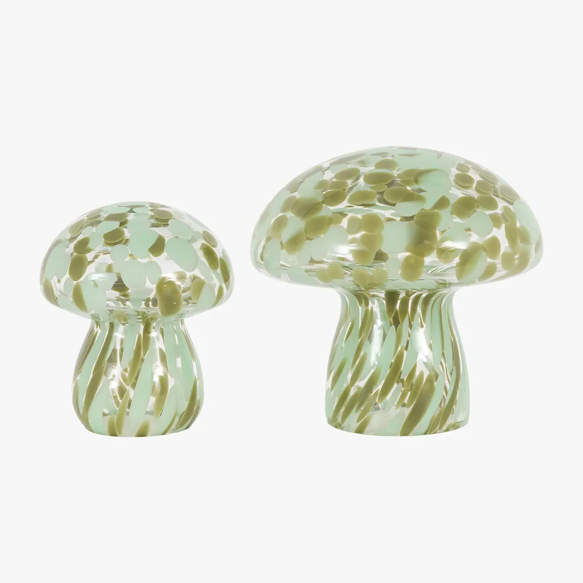 Autumnal Glass Mushrooms Set of 2 - Forest Green product
