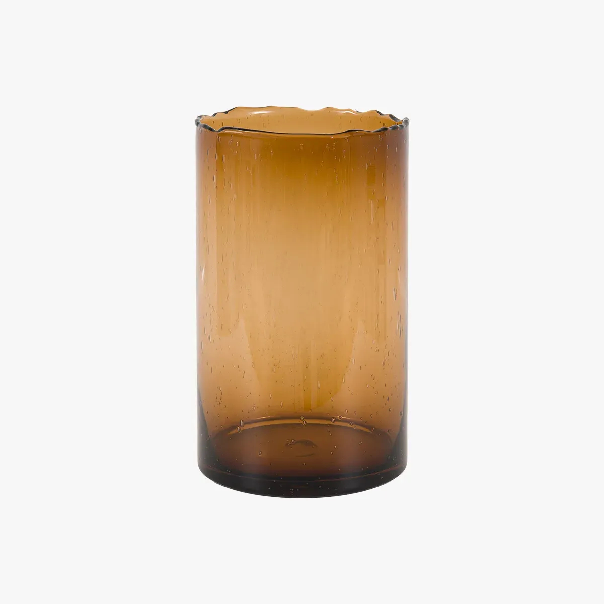 Avella Large Cut Glass Vase - Brown by Perch & Parrow
