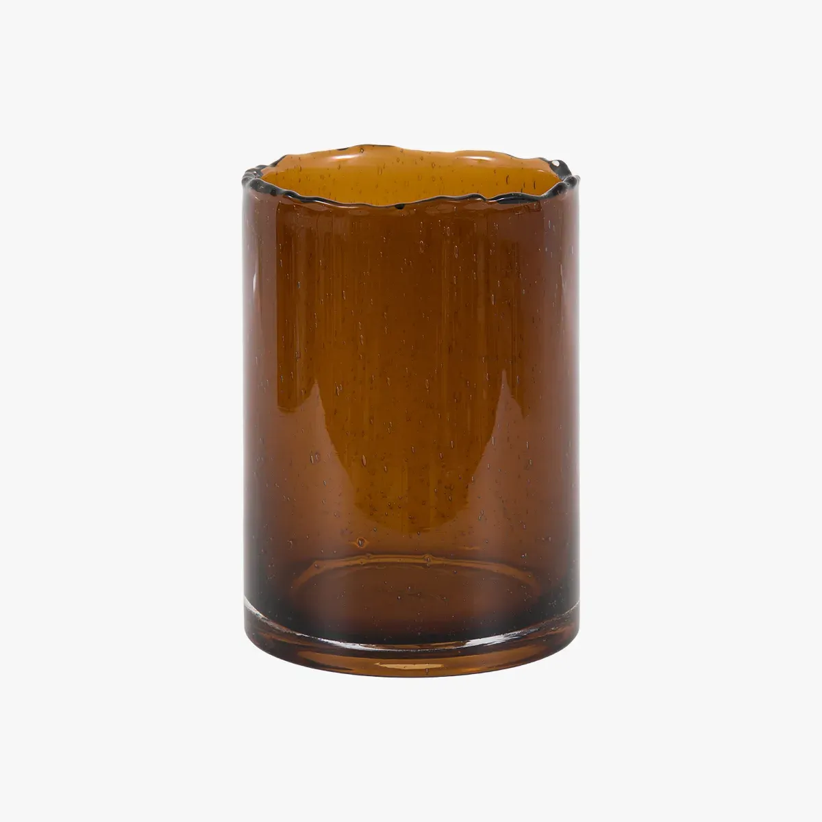 Avella Small Cut Glass Vase - Brown by Perch & Parrow