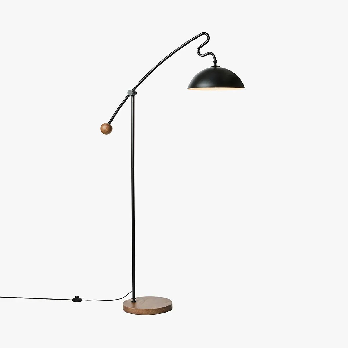 Avery Floor Lamp - Black, Wood by Perch & Parrow