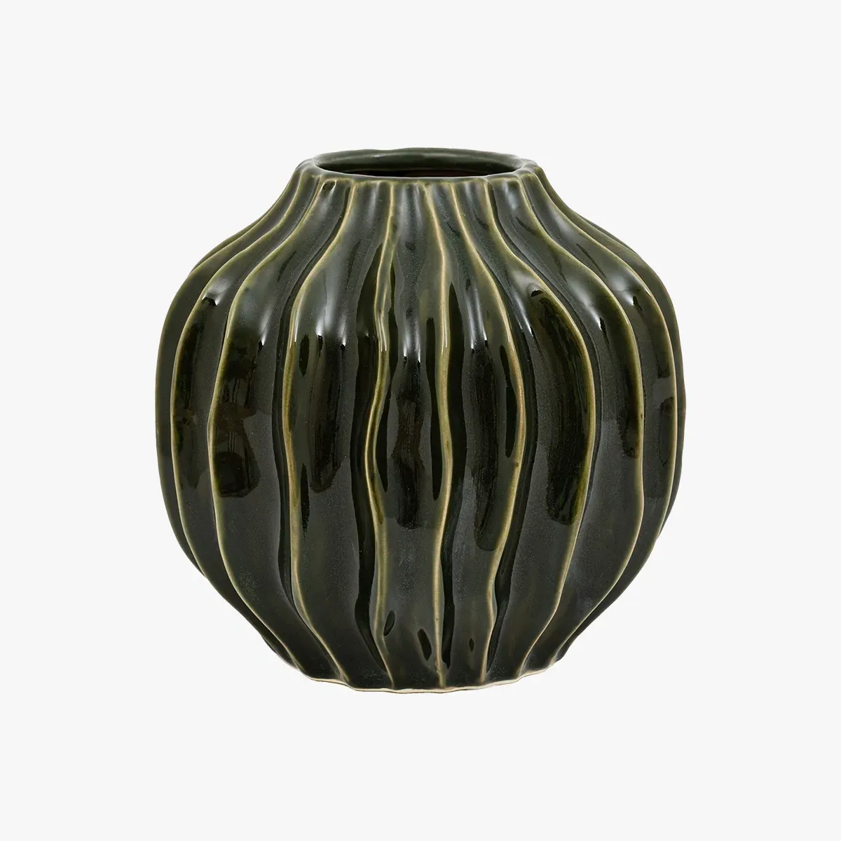 Bela Medium Ribbed Vase - Olive product