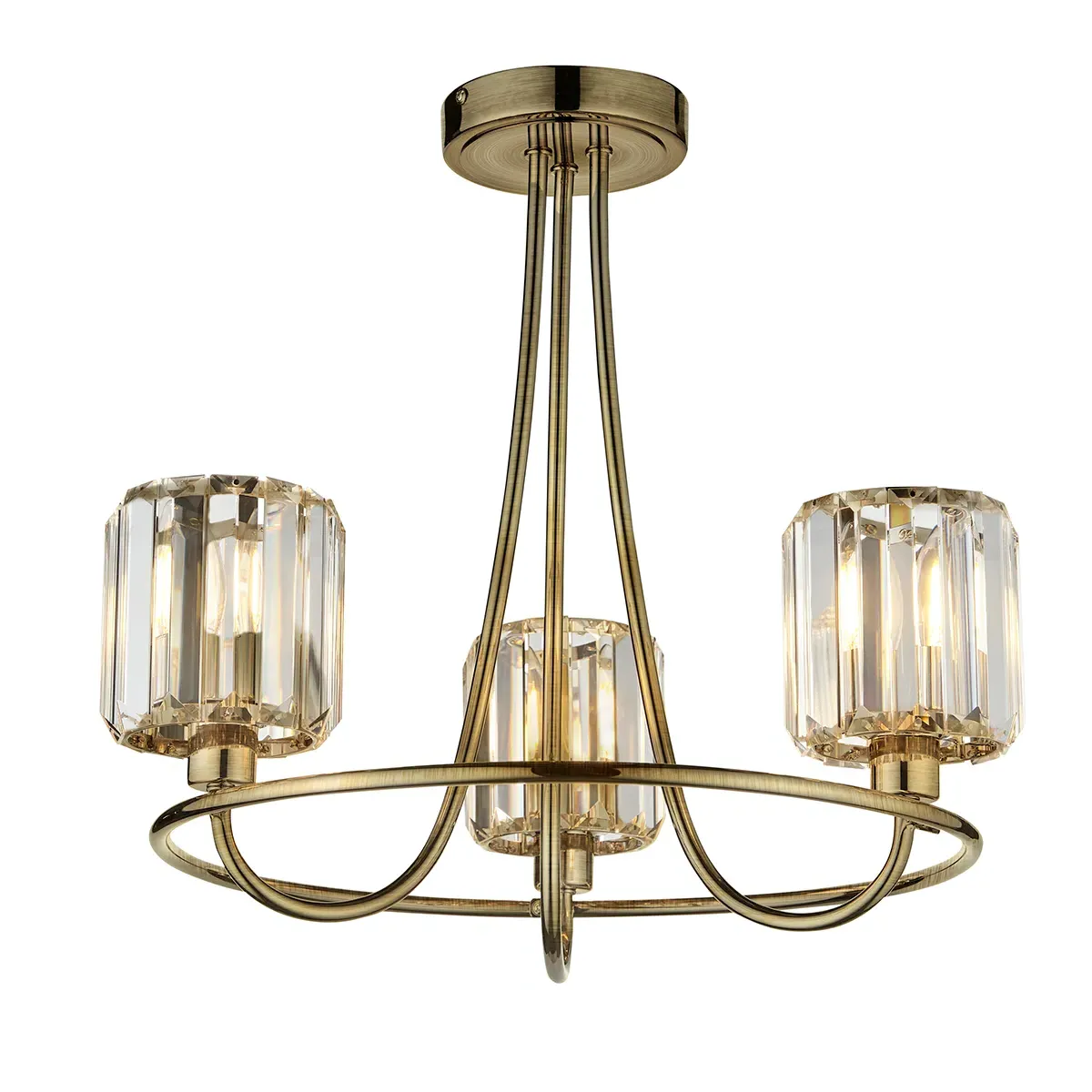 Bernadette Three Light Semi Flush Light - Brass, Clear Glass product