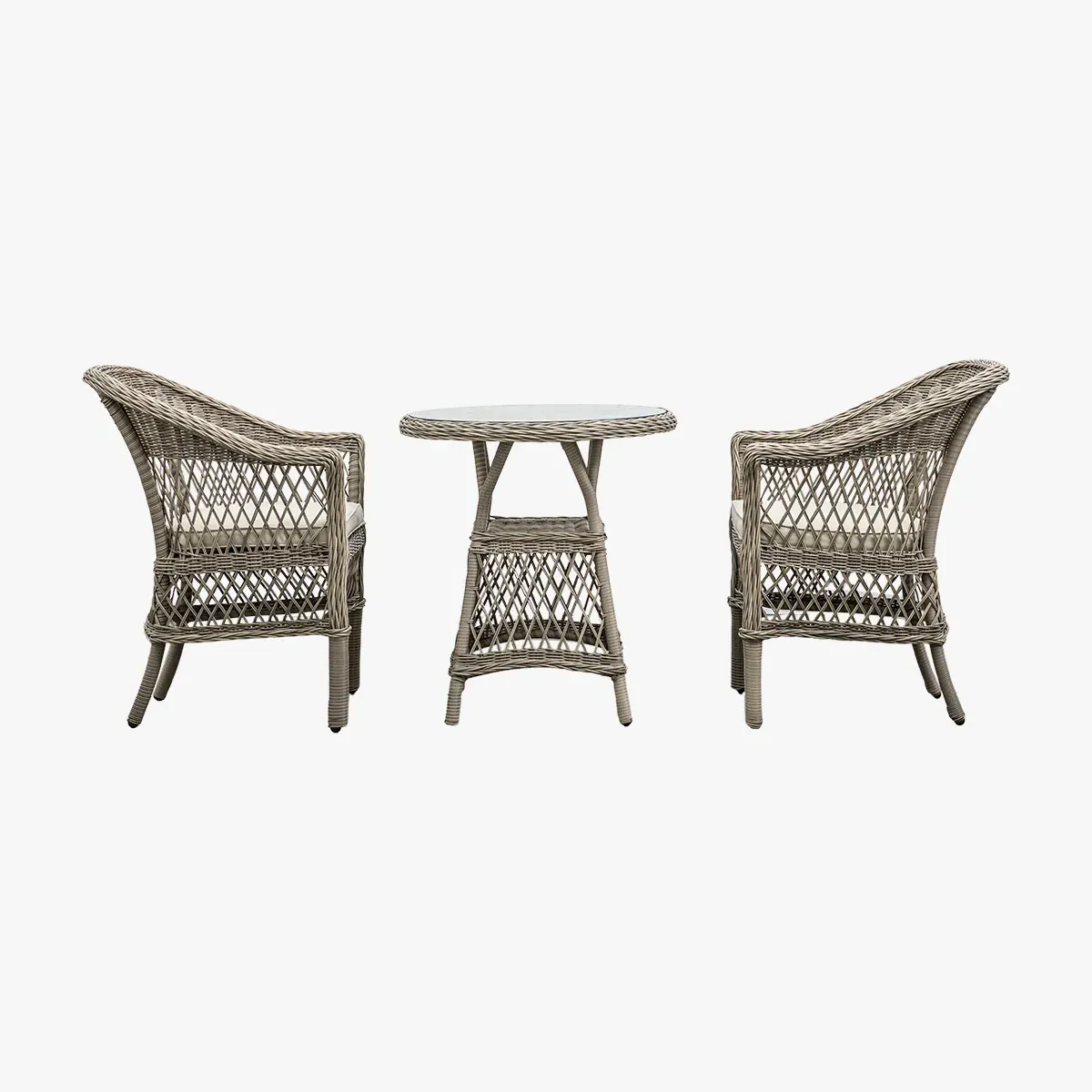 Lingerer Outdoor Bistro Set - Stone, PE Rattan product