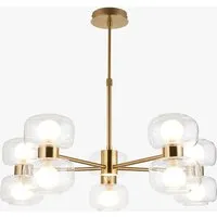 Bottega 10-Light Pendant Light - Clear Frosted Glass, Warm Brass by Perch & Parrow, image 2