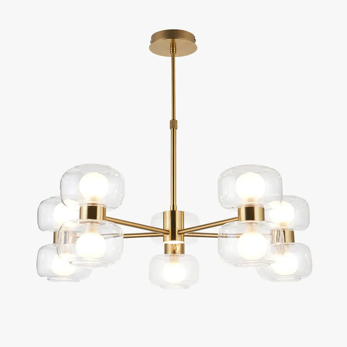 Bottega 10-Light Pendant Light - Clear Frosted Glass, Warm Brass by Perch & Parrow