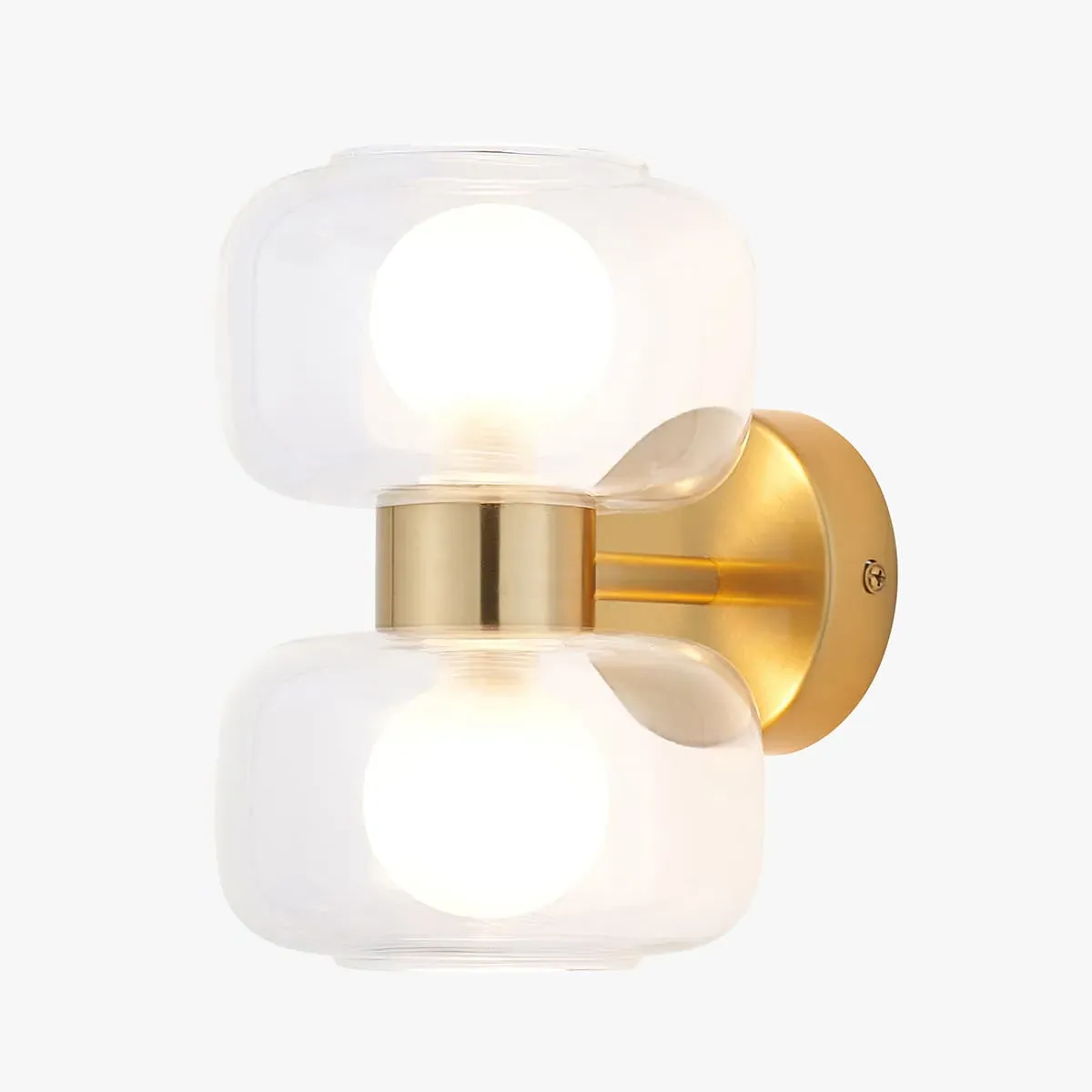 Bottega 2-Light Wall Light - Warm Brass, Clear/Frosted Glass by Perch & Parrow