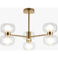 Bottega 6-Light Semi Flush Ceiling Light - Warm Brass, Clear/Frosted Glass by Perch & Parrow, image 2
