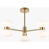 Bottega 6-Light Semi Flush Ceiling Light - Warm Brass, Opal Glass by Perch & Parrow, alternate view