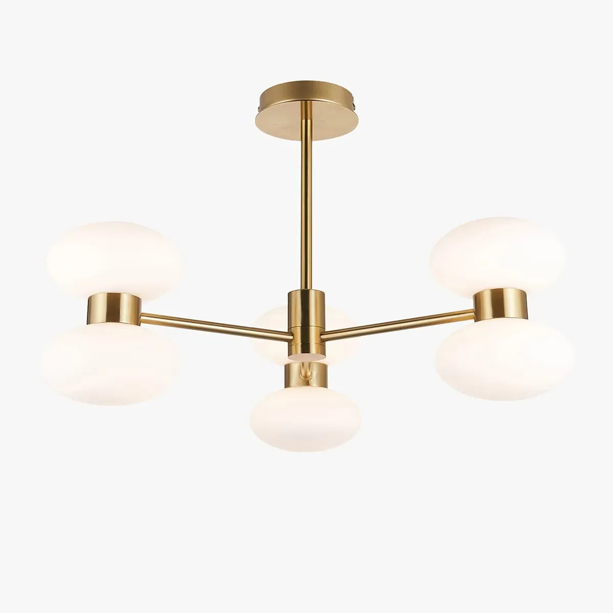 Bottega 6-Light Semi Flush Ceiling Light - Warm Brass, Opal Glass by Perch & Parrow