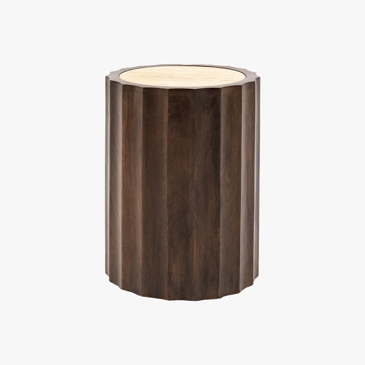 Carva Side Table - Mango Wood, Travertine Stone product