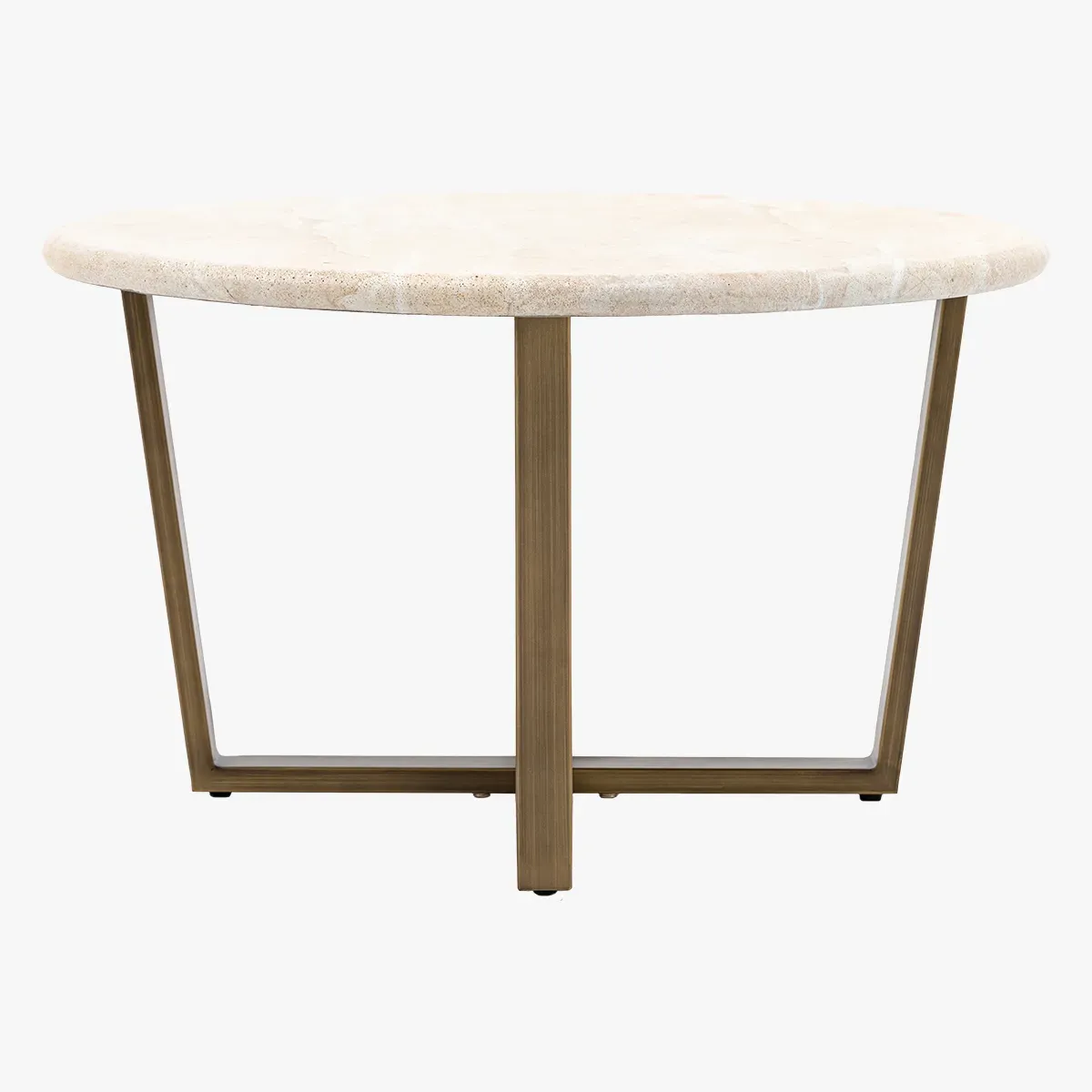 Celestia Round Coffee Table - Faux Marble, Bronze Metal product