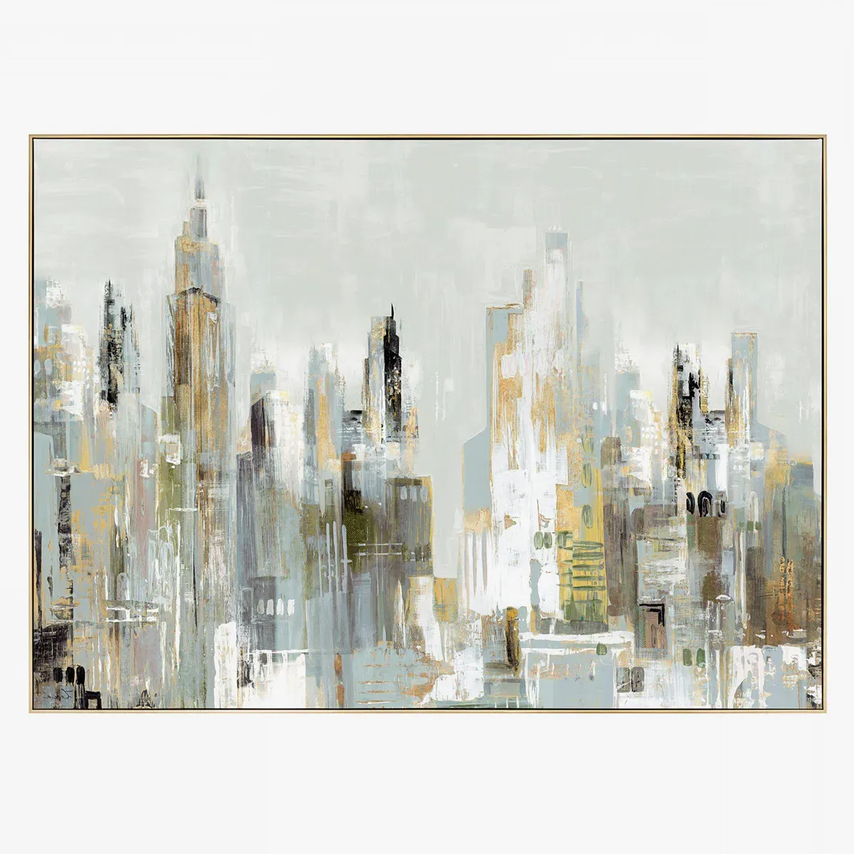 Cityscape Framed Canvas Wall Art - Gold product