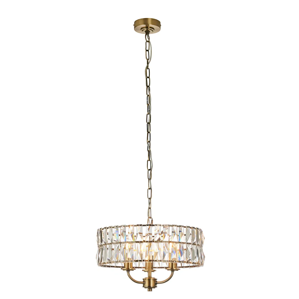 Clayton Crystal Glass 3-Light Pendant - Antique Brass product