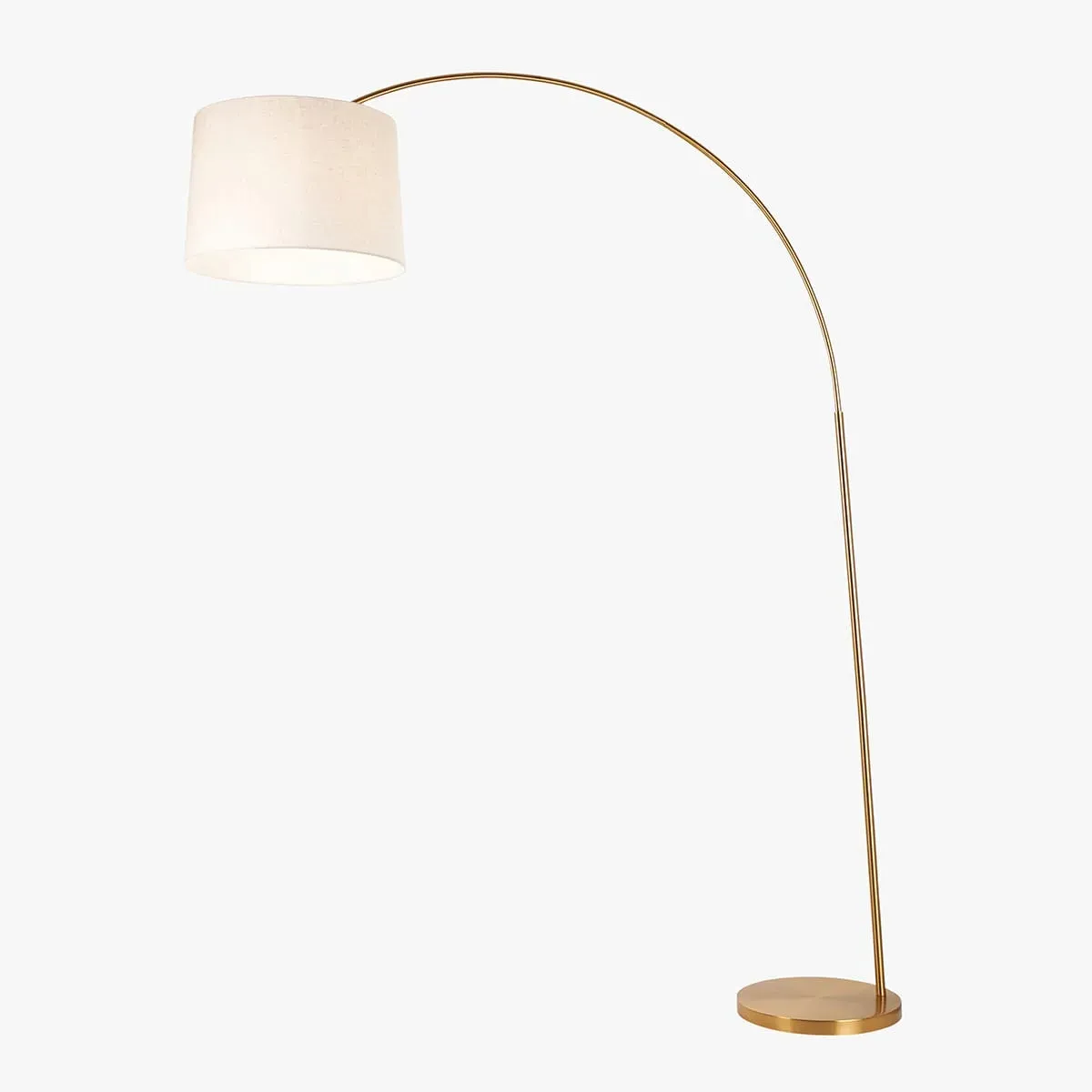 Comino XL Arc Floor Lamp - Warm Brass, Natural Fabric by Perch & Parrow