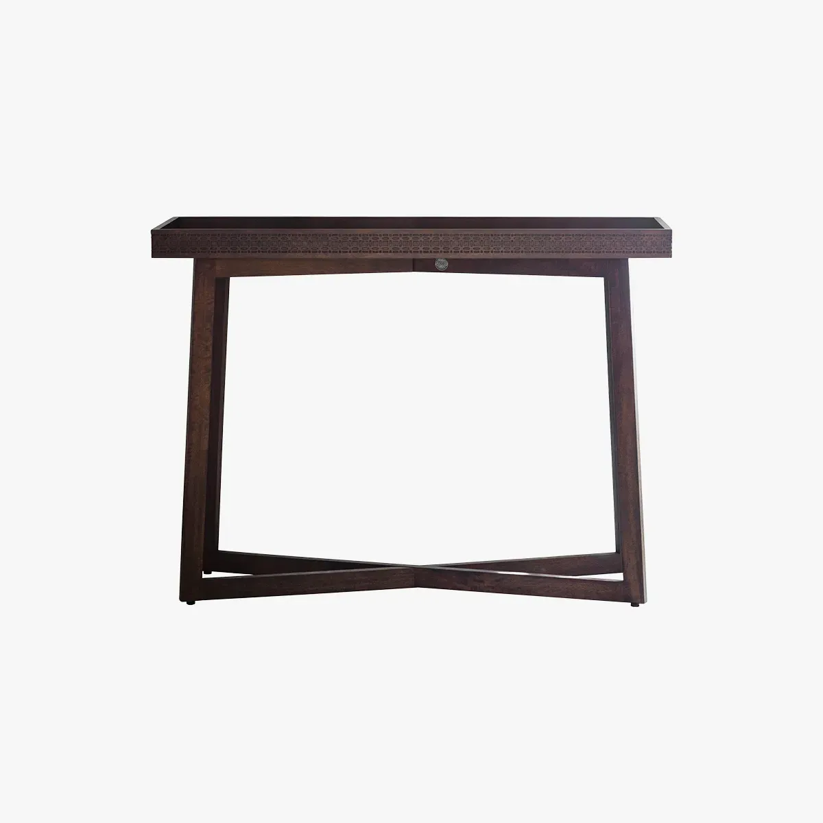 Console Table with Patterned Frieze - Natural, Wood product