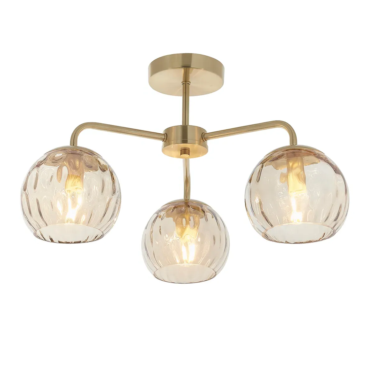 Dillian Three Light Semi Flush Light - Gold, Glass product