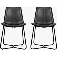 Dining Chair Set of 2 - Black, Faux Leather alternate view