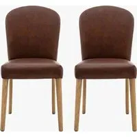 Dining Chair Set of 2 - Brown, Leather alternate view