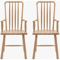 Dining Chair Set with Arms - Beige, Oak alternate view