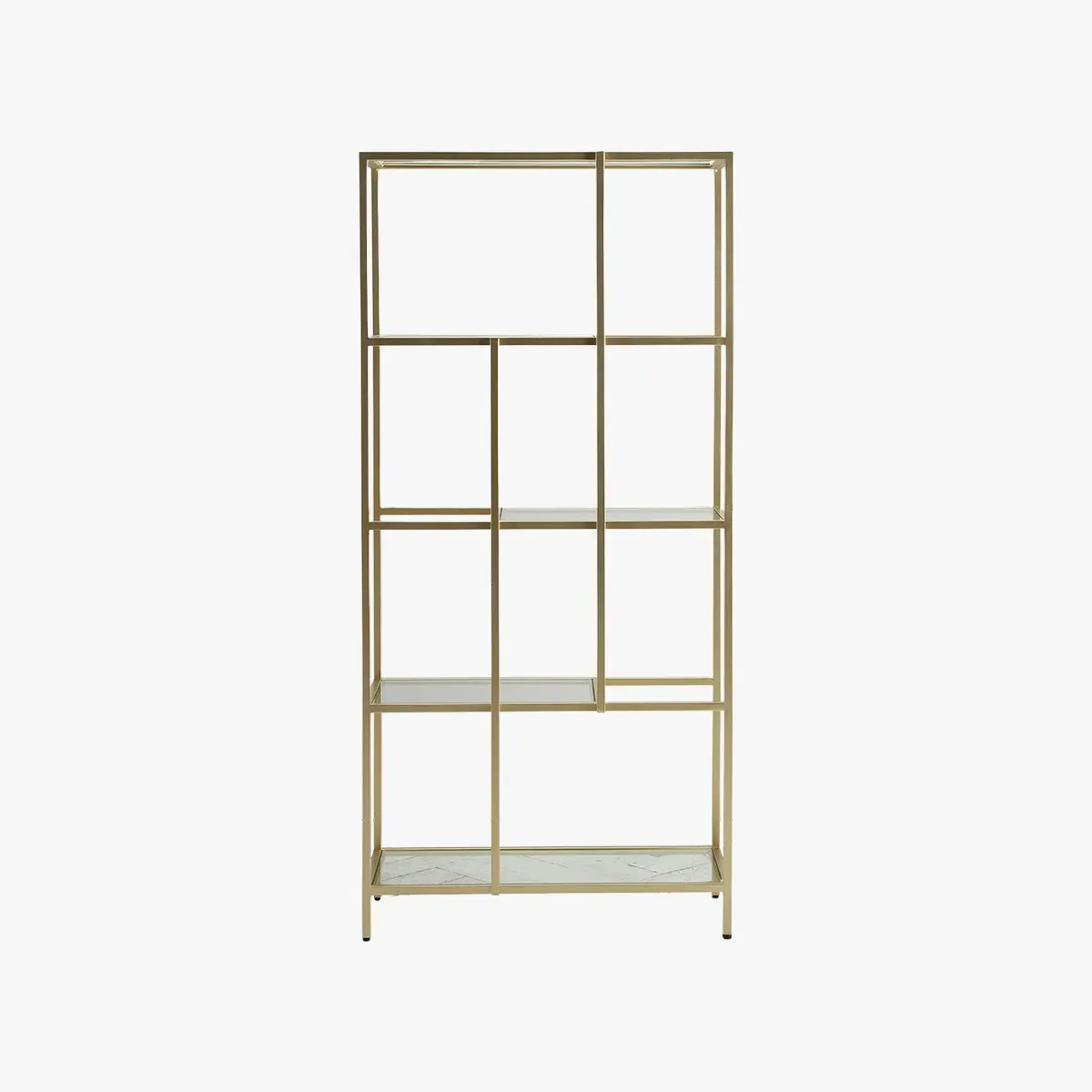 Display Unit with Glass Shelves - Champagne, Metal product