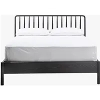 Double Bed Frame with Spindle Headboard - Black, Oak alternate view