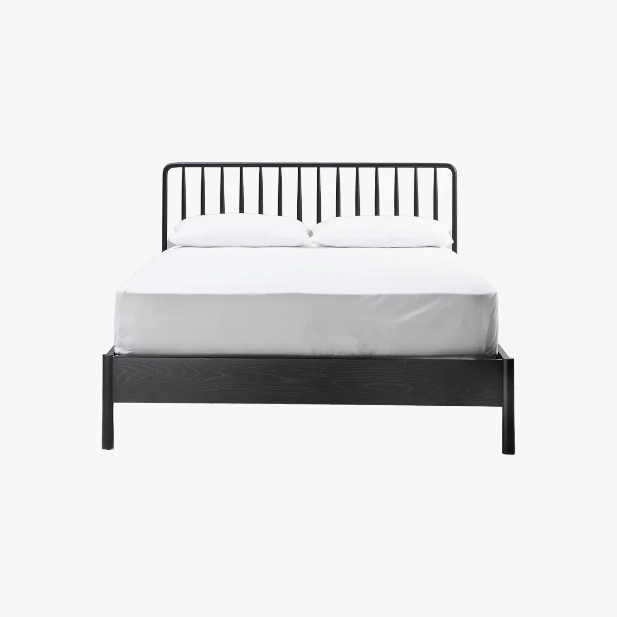 Double Bed Frame with Spindle Headboard - Black, Oak product