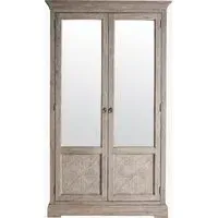 Double Wardrobe with Mirrored Doors - Beige, Wood alternate view