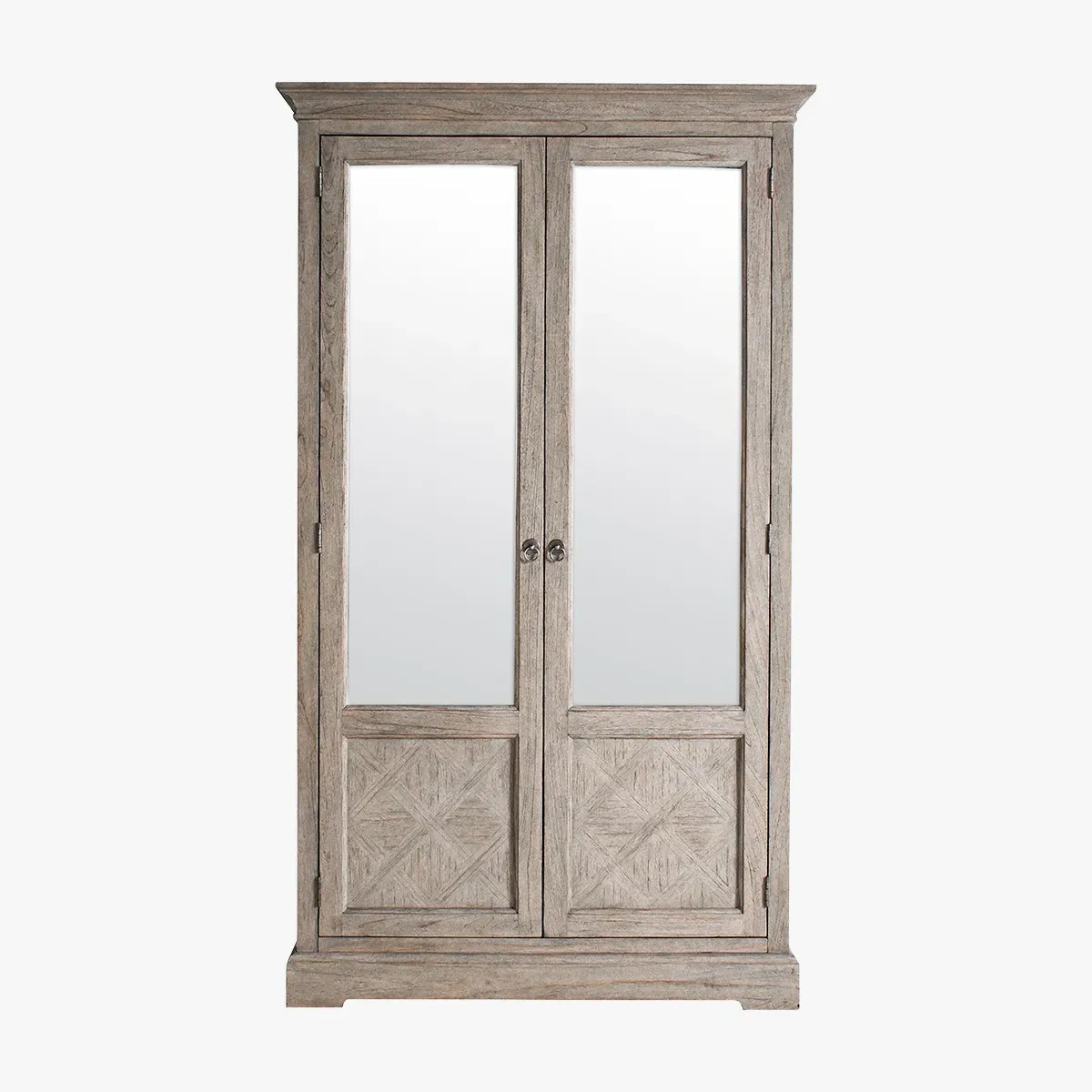 Double Wardrobe with Mirrored Doors - Beige, Wood product