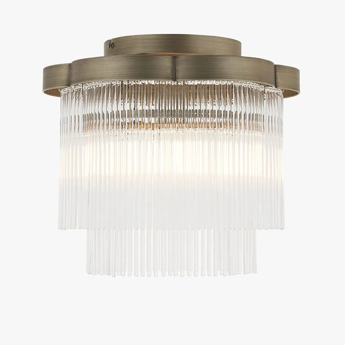 Elvira Flush Ceiling Light - Antique Brass, Clear Glass by Perch & Parrow