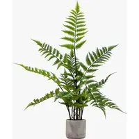 Faux Fern Plant - Green, Stone Grey Pot alternate view