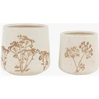 Fleck Floral Etched Planters - Natural, Set of 2 by Perch & Parrow, alternate view