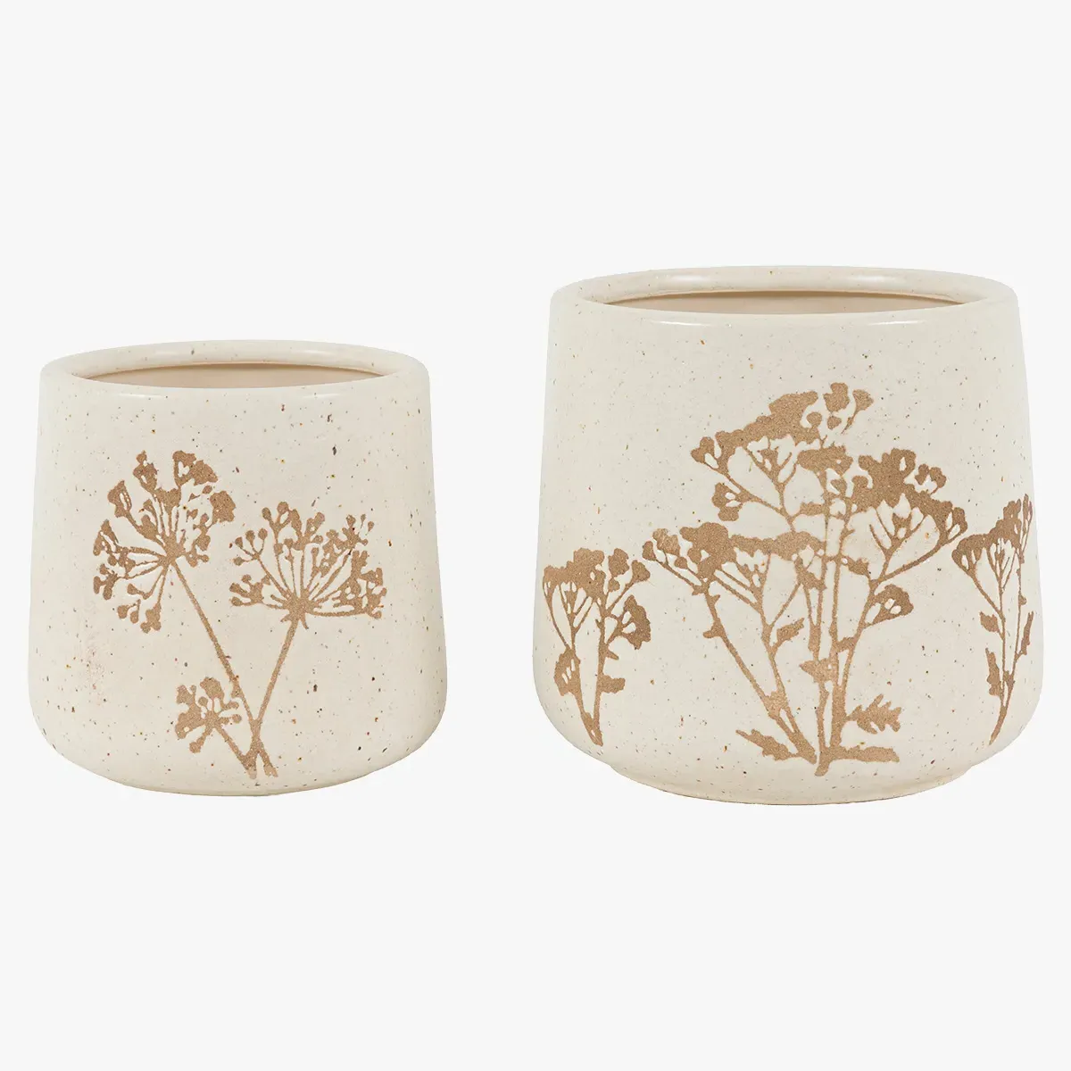 Fleck Floral Etched Planters - Natural, Set of 2 by Perch & Parrow
