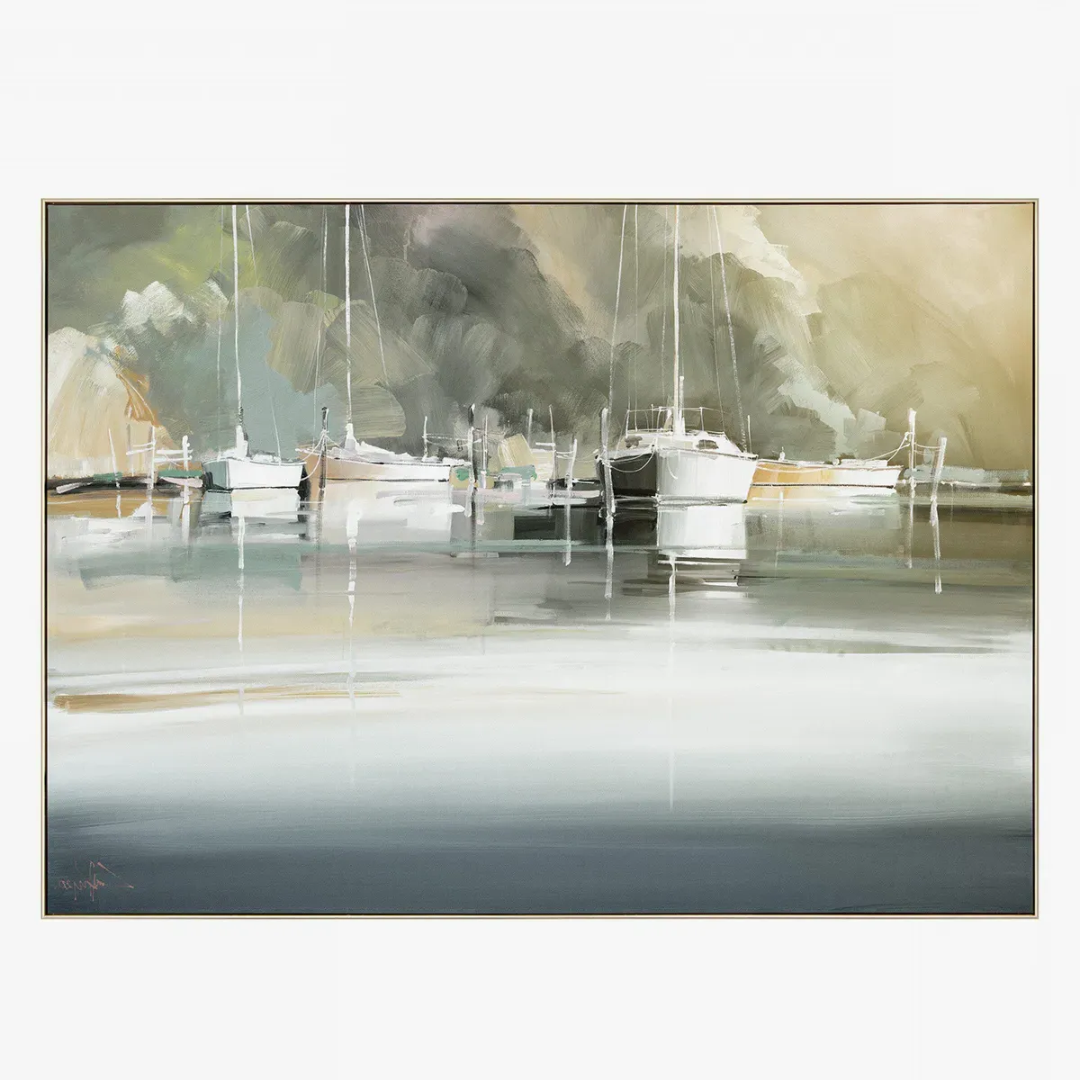 Framed Canvas Wall Art - Marina Dawn Scene product