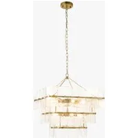 Getrude 10-Light Pendant Light - Clear Glass, Brushed Aged Brass by Perch & Parrow, image 2