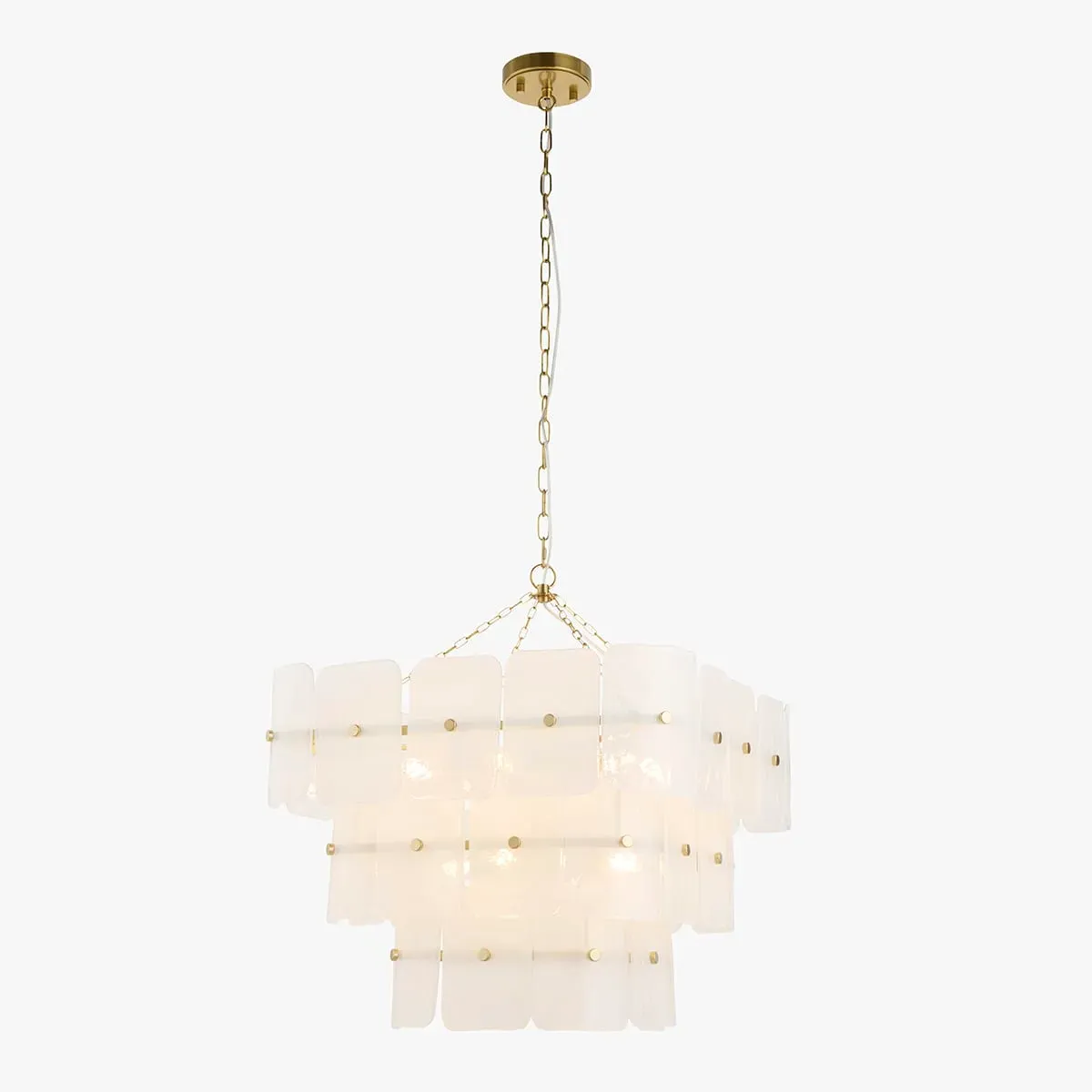 Getrude 10-Light Pendant Light - White Glass, Brushed Aged Brass by Perch & Parrow