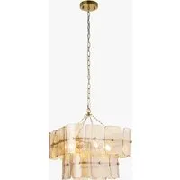 Getrude 4-Light Pendant Light - Champagne Glass, Brushed Aged Brass by Perch & Parrow, image 2