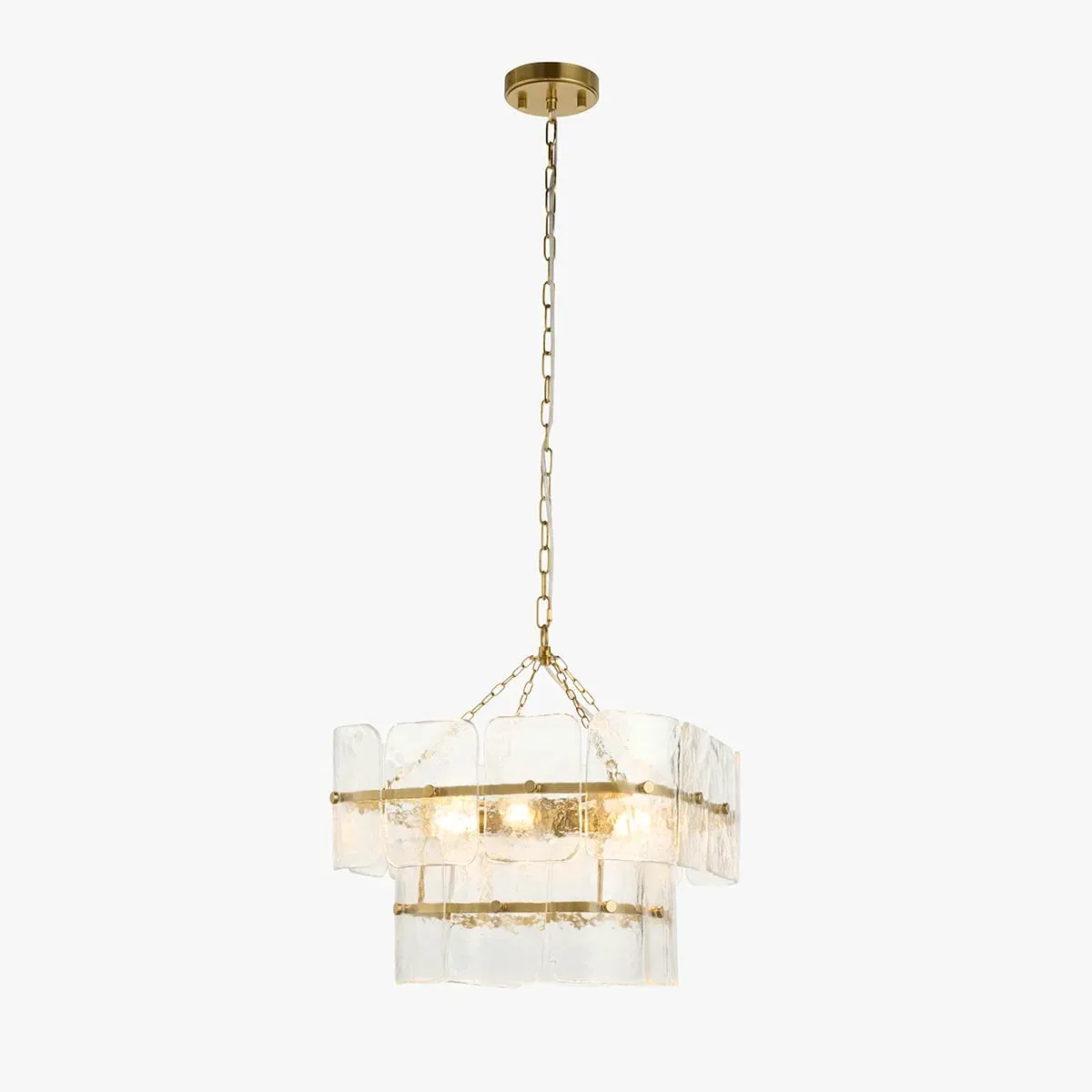 Getrude 4-Light Pendant Light - Clear Glass, Brushed Aged Brass by Perch & Parrow