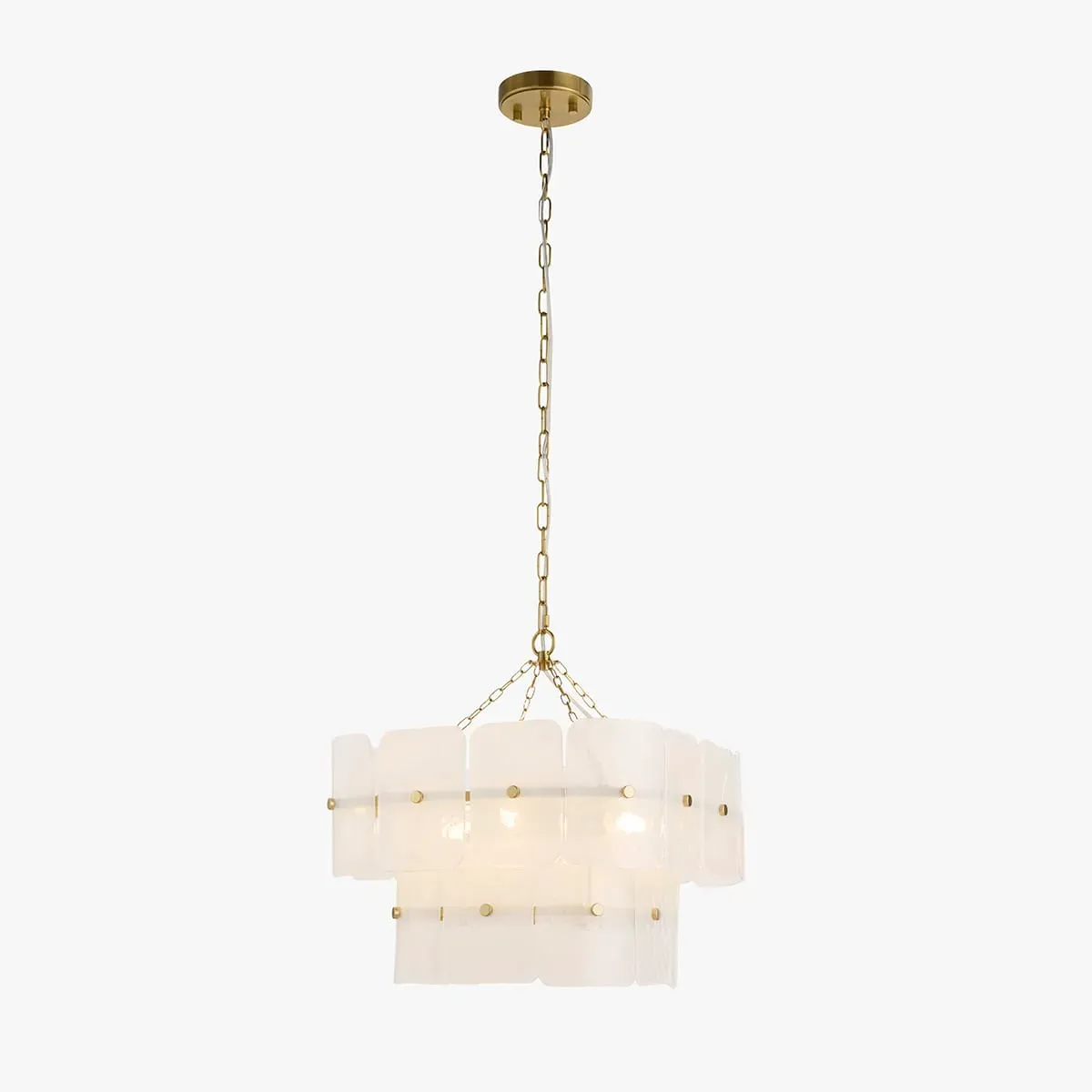 Getrude 4-Light Pendant Light - White Glass, Brushed Aged Brass by Perch & Parrow