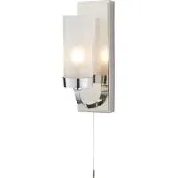 Glass Bathroom Wall Light - Frosted, Chrome alternate view