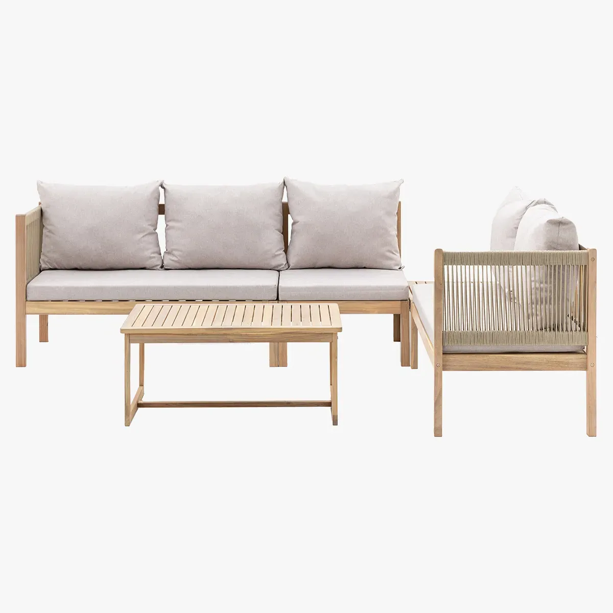 Haven Outdoor Corner Lounge Set - Grey, Acacia Wood product