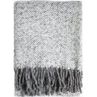 Herringbone Throw with Tassels - Grey alternate view